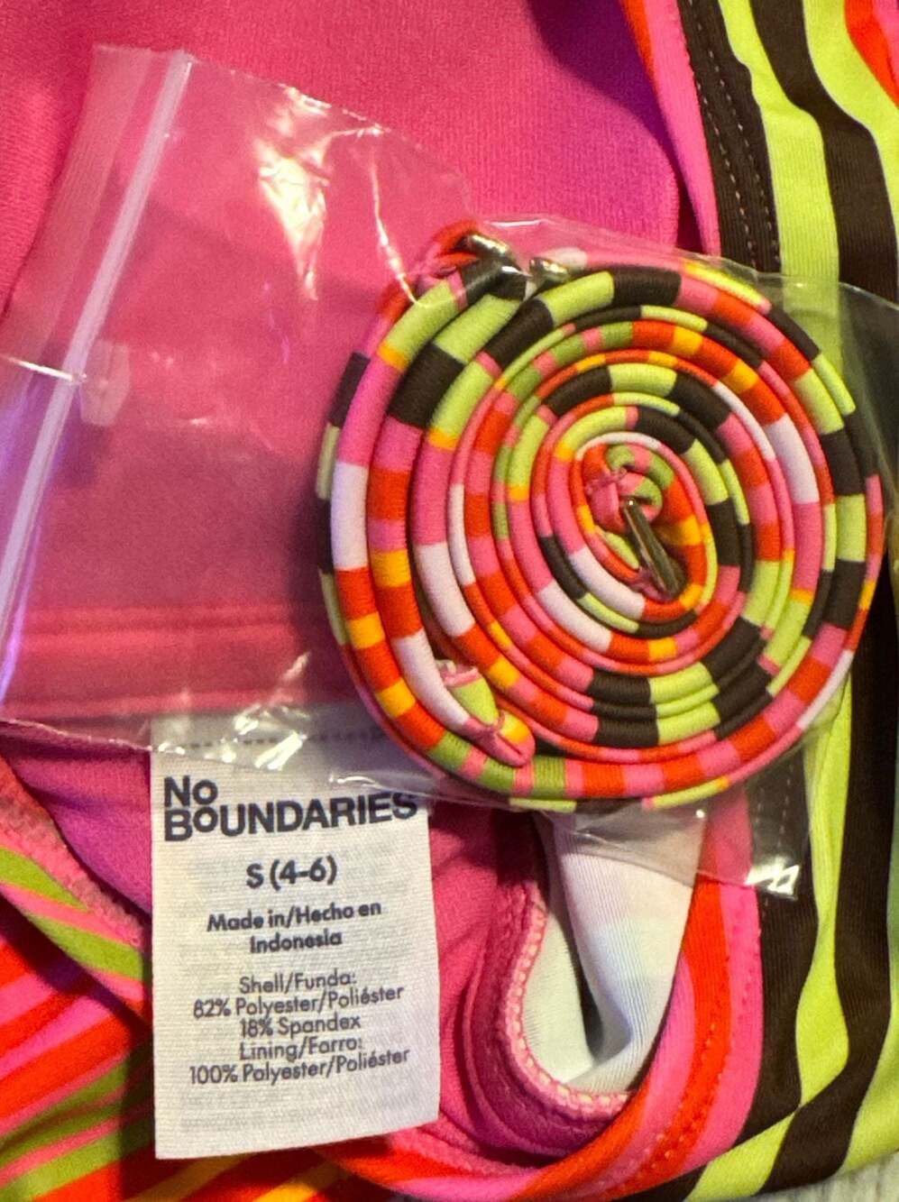 No Boundaries Striped Bandeau Bikini Set with Removable Straps and Cheeky High L - Picture 3 of 3